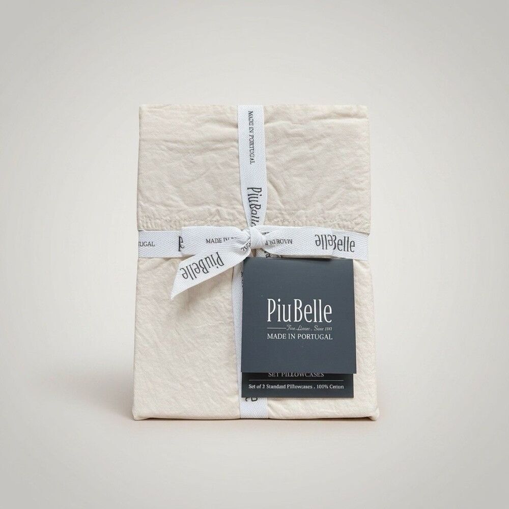 PiuBelle Portugal Cream Cotton Percale Pillowcases Set of 2 Standard Piu Belle